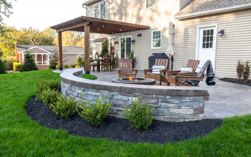 Concrete Patio with Landscaping